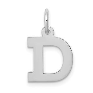 14k White Gold, Amanda Collection, Small Block Style Initial D Pendant